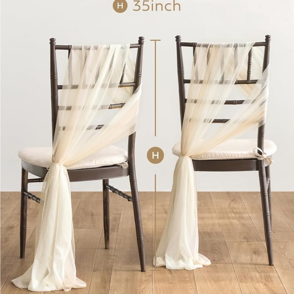 Lings moment white and beige chair sashes